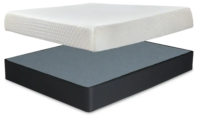 10-Inch Chime Memory Foam King Mattress With Foundation In Pure White 1
