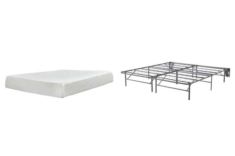 10-Inch Chime Memory Foam Mattress Set With White Foundation 1