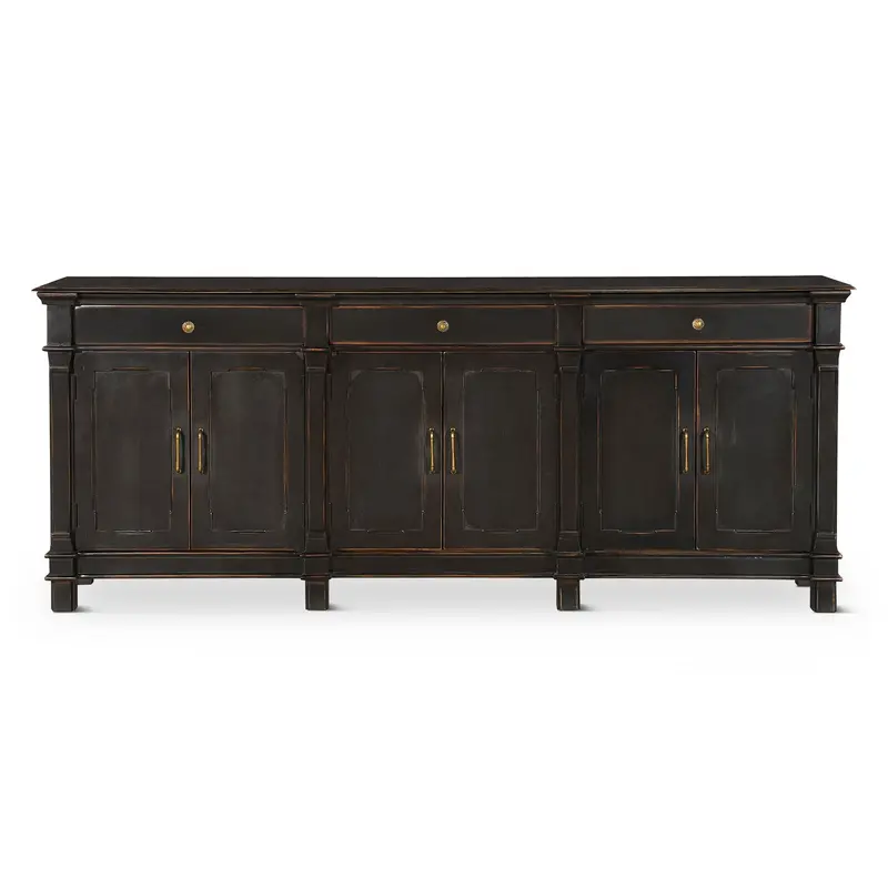 100" Distressed Black Sideboard With Walnut Interior – Turin Collection 1