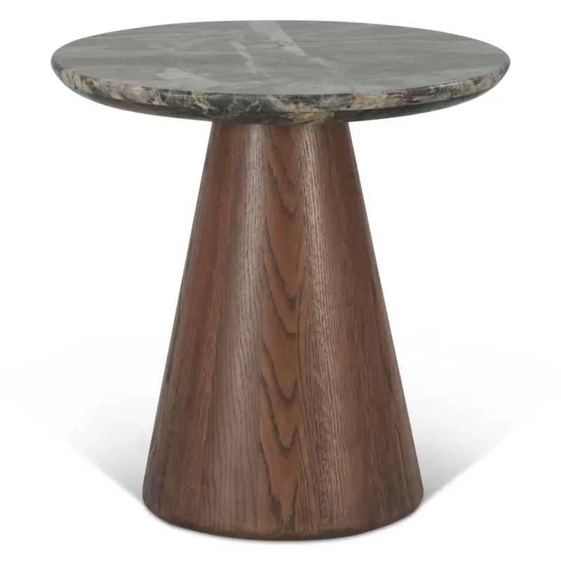 22" Vista Side Table – Lava Marble Top & Dark Mango Base 1