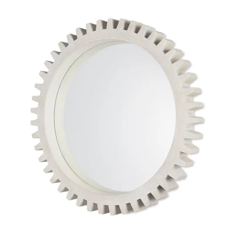 35.5-Inch Round Whitewashed Wood Frame Mirror – Sundance Cog Style 1