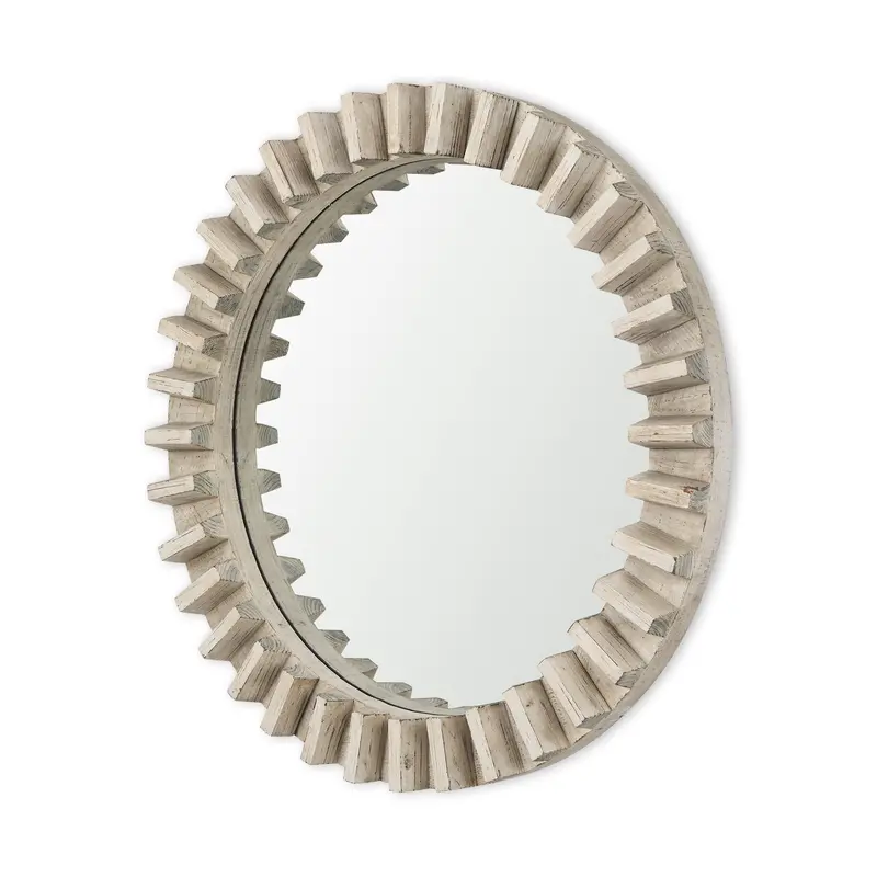 35-Inch Round Natural Brown Wood Frame Mirror – Sprocket Series 1