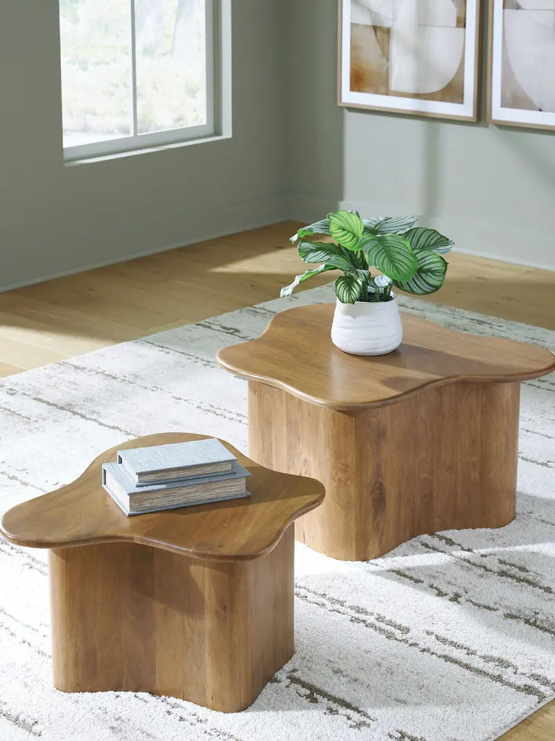 Abeford Brown Wood Accent Coffee Tables — Set Of Two 1