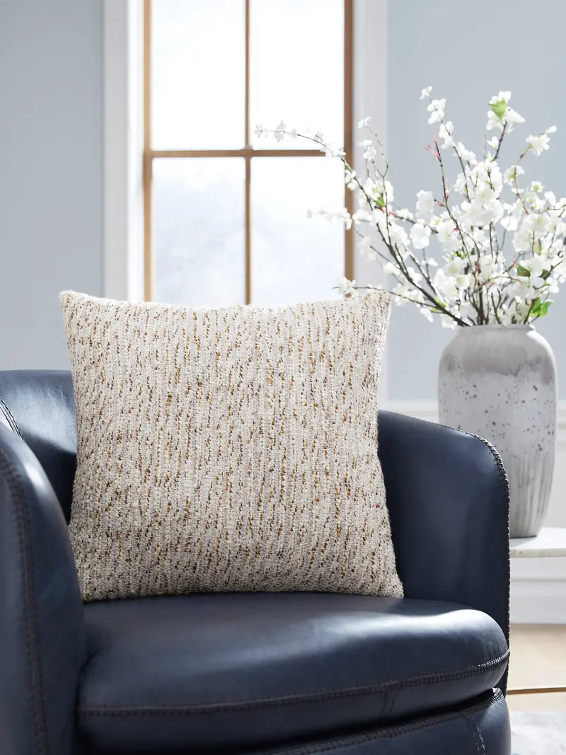 Abler Decorative Pillow In Ivory, Gray, And Gold Accents 1