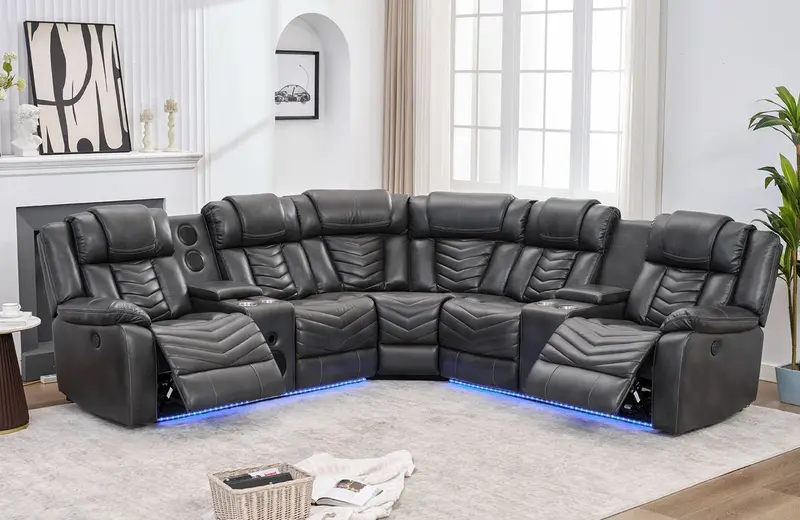Ace Gray Performance-Fabric Reclining Sectional 1