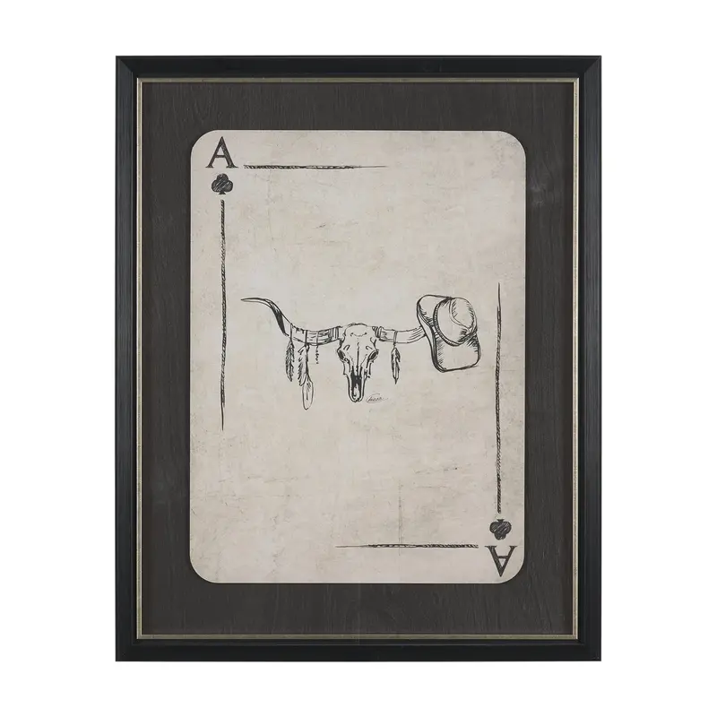 Aces Wild Iii Framed Wall Art By Mercana Studio – Textured Print Under Glass With Matting 1