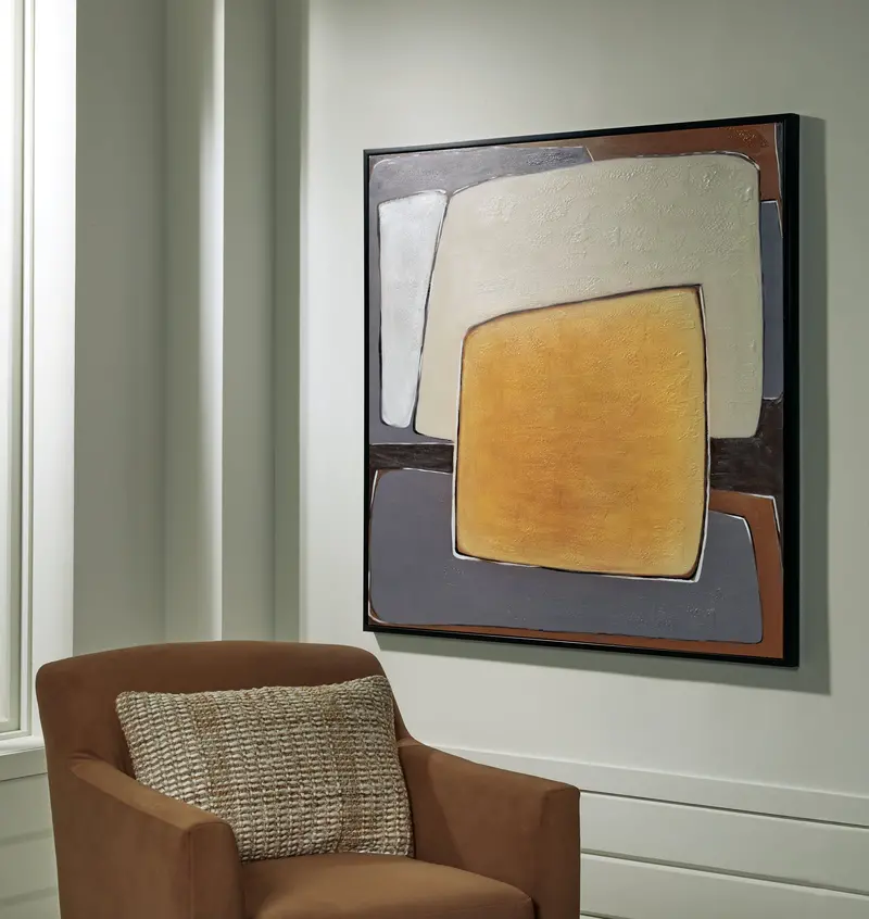 Actman Cream, Brown, And Gray Abstract Wall Art Print 1