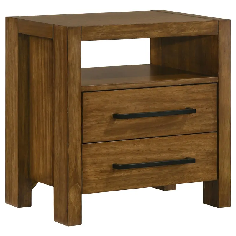 Adderley Warm Brown 2-Drawer Nightstand – Bedside Table 1