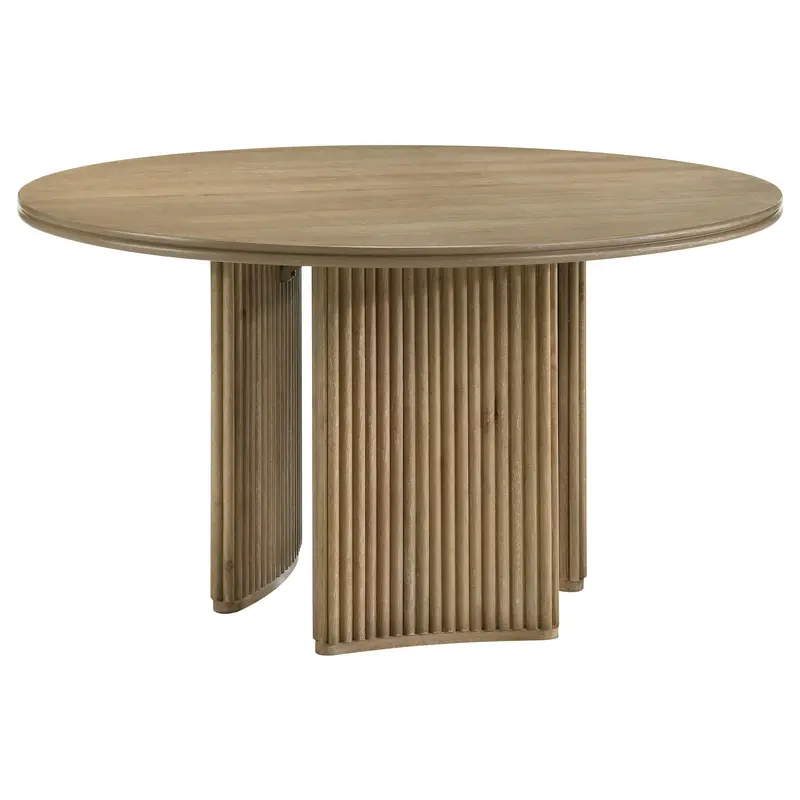 Adina Distressed Light Brown Dining Table – 53-Inch Round Solid Wood Top 1