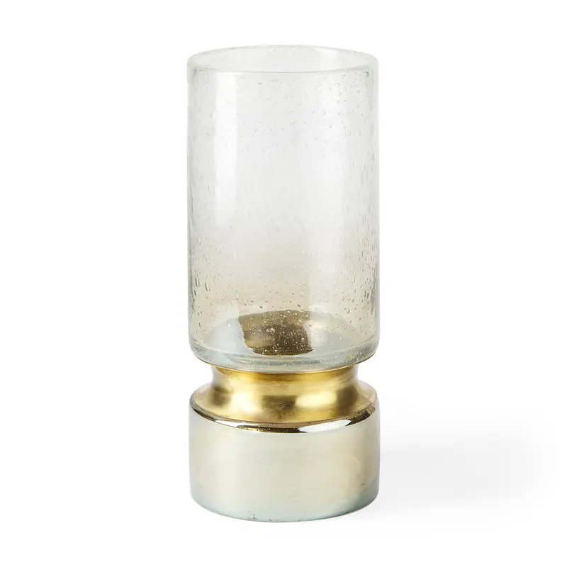 Adriatic I Decorative Vase – Small Brushed Gold Metal With Clear Glass Accents 1