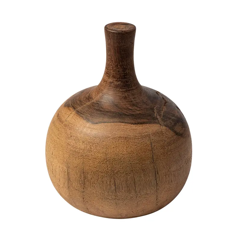Afra Large Solid Wood Vase – Natural Wooden Decorative Sculpture 1