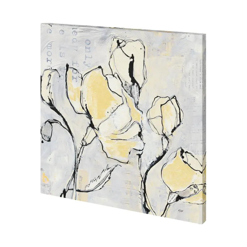 Again Ii With Yellow – Hand-Embellished Textured Framed Print Under Glass 1