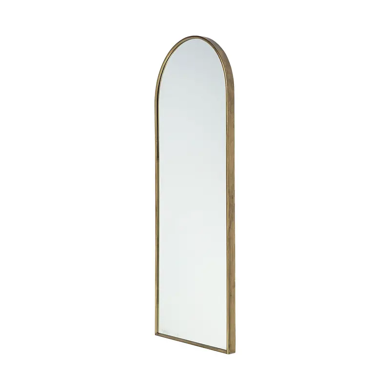 Agatha Full-Length Mirror – Rounded Arch Gold Metal Frame, 28"L X 2"W X 70"H 1