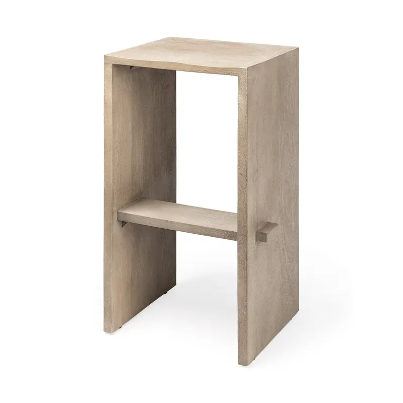 Aida Bar Stool – Light Gray Wood, 30" Seat Height 1