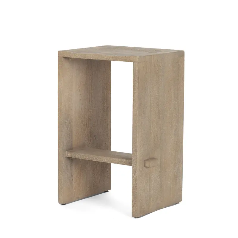 Aida Counter Stool – Light Gray Wood, 26" Seat Height 1