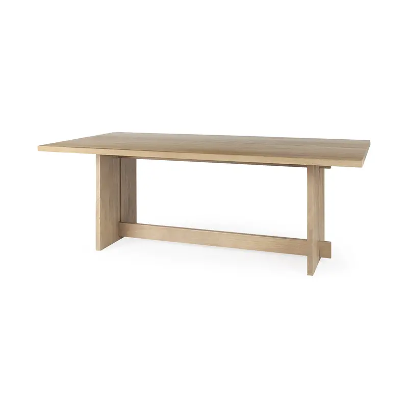 Aida Dining Table – Light Brown Wood, 84" Length 1