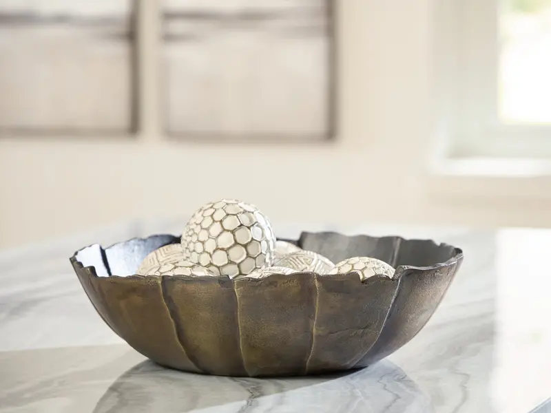 Aidman Black Bowl Accent Piece With Antique Gold Metallic Finish 1