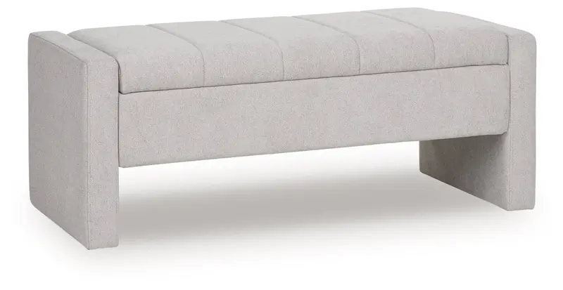 Akselman Textured Gray Fabric Storage Bench 1