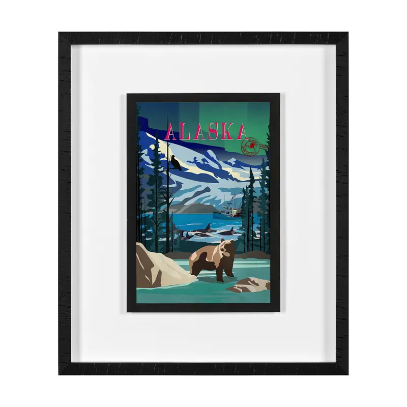 Alaska Go Usa (M) Framed Art Print – Mercana Studio Matted Glass Wall Decor 1