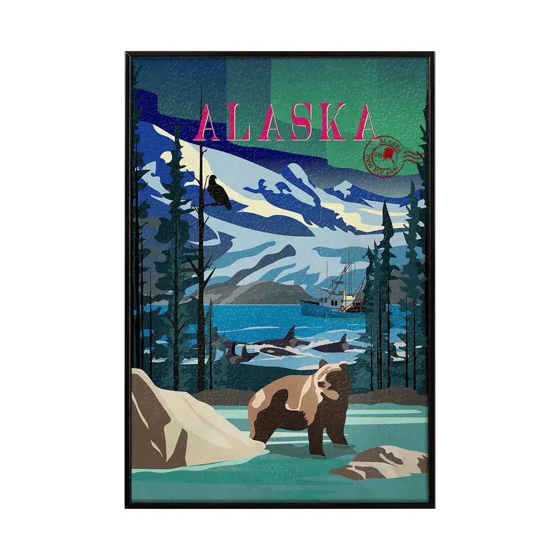 Alaska Go Usa (Sm) Decograph Art Print – Mercana Studio Framed & Matted Wall Art 1