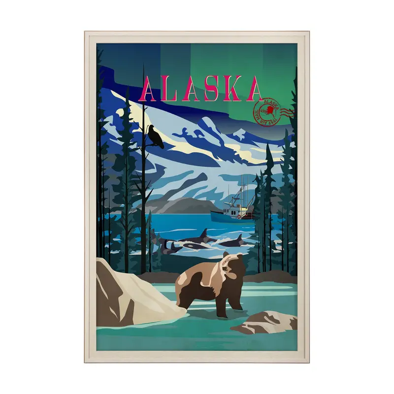 Alaska Go Usa (Xl) Decograph Art Print – Mercana Studio Framed & Matted Glass Display 1