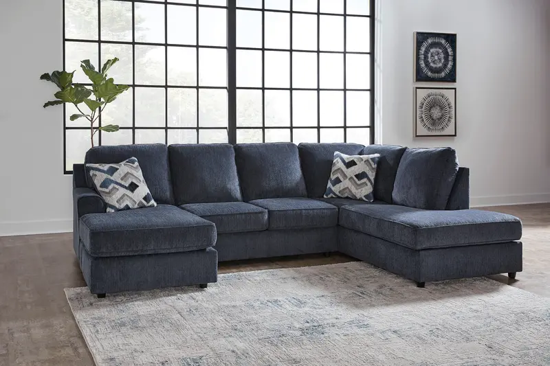 Albar Place Cobalt Blue Raf Chaise Sectional – 2-Piece Sofa Set 1