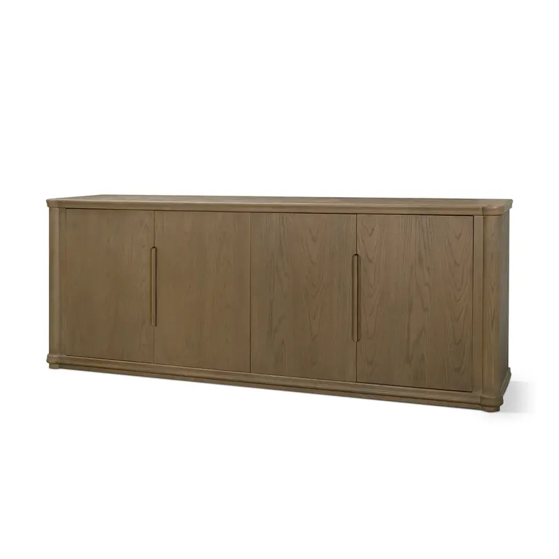 Alden Four-Door Sideboard In Medium Brown Wood With Clean Lines 1