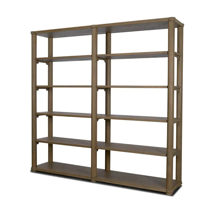 Alden Medium Brown Wood Open Shelving Unit For Living Or Entryway 1
