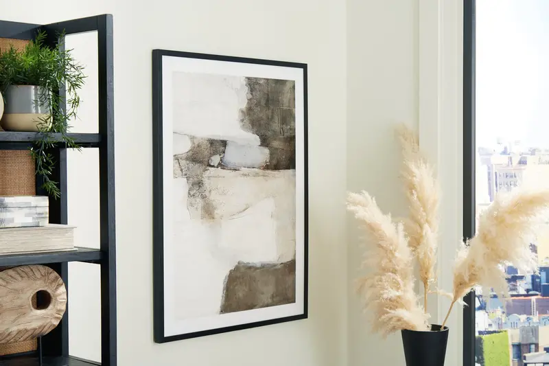 Aldricton Minimalist Brown And White Framed Wall Art 1