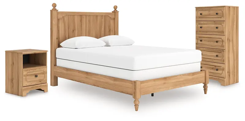 Aleaport Queen Panel Bed With Chest & Nightstand In Warm Brown 1