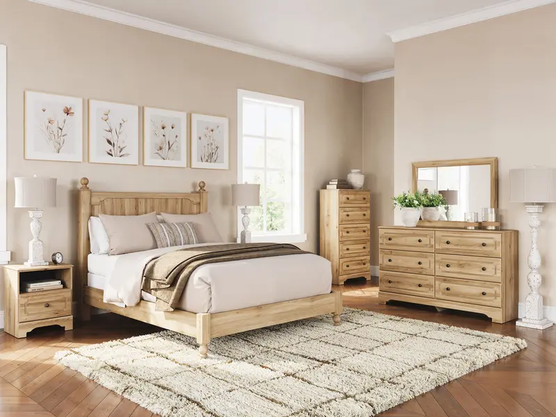 Aleaport Warm Brown Panel Bedroom Furniture Set 1