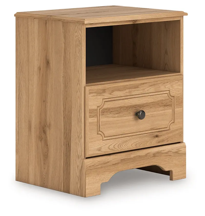 Aleaport Warm Brown Wood Nightstand With Drawer 1