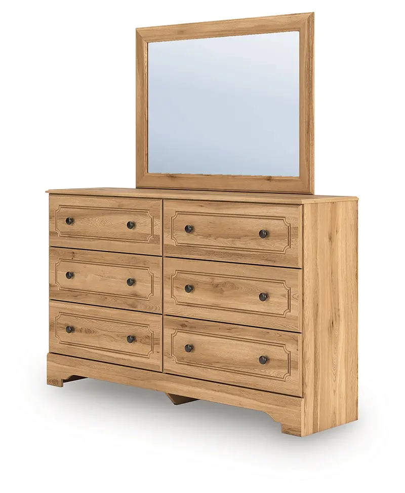 Aleaport Warm Brown Wooden Dresser With Matching Mirror 1
