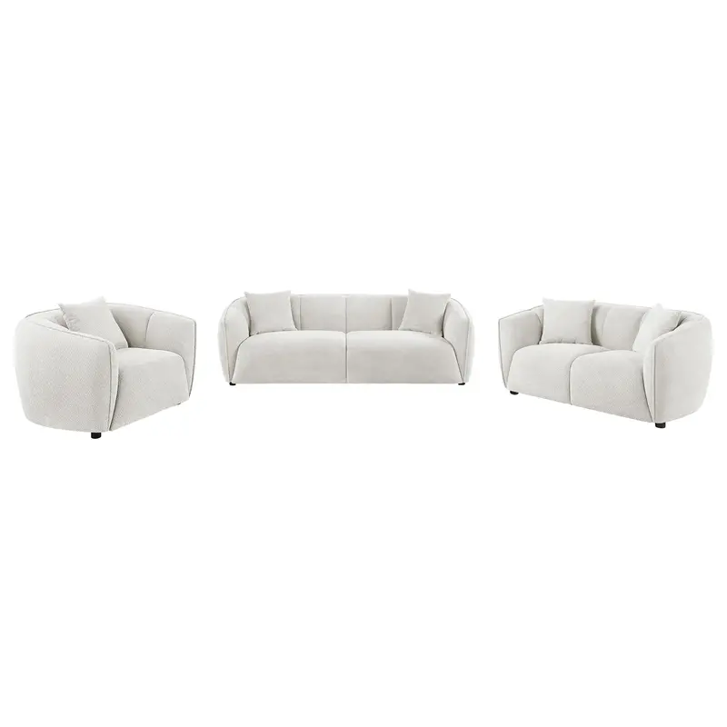 Aleisha Chenille 3-Piece Ivory Sofa Collection 1