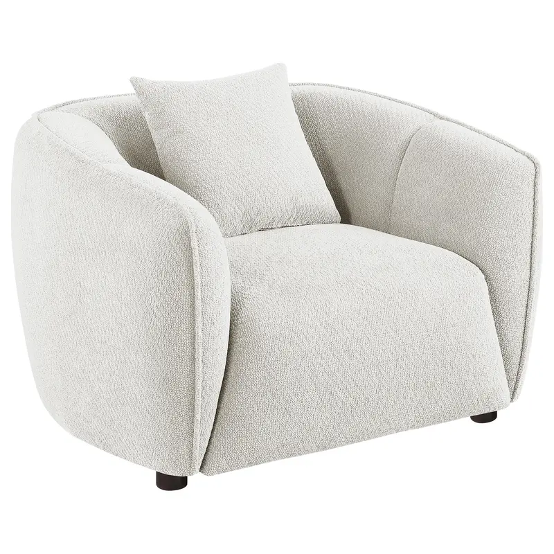 Aleisha Ivory Chenille Accent Chair With Upholstered Design 1