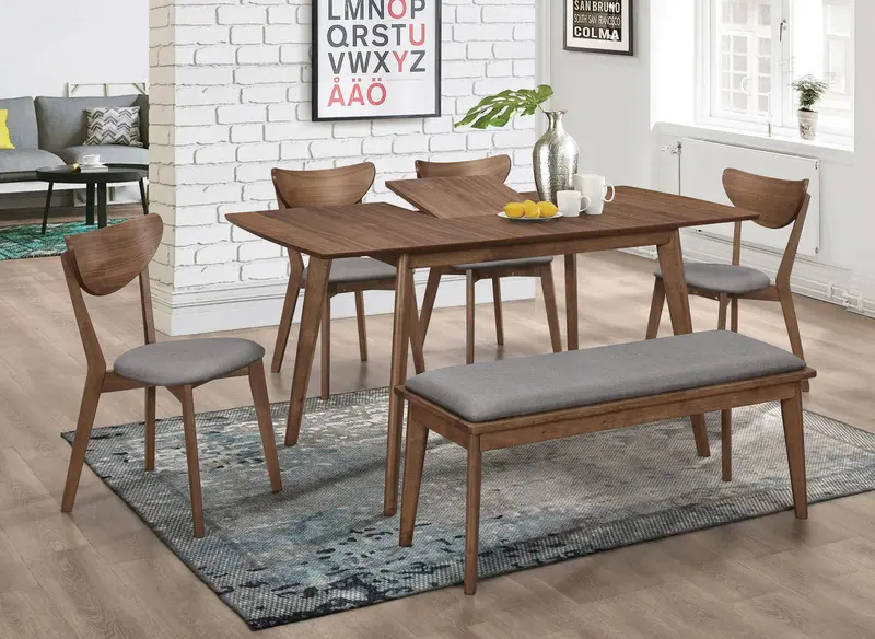 Alfredo Natural Walnut & Gray Dining Set – 6-Piece Modern Farmhouse Collection 1