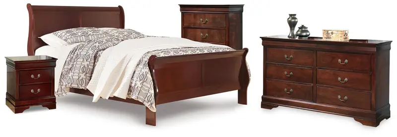 Alisdair Brown Queen Sleigh Bedroom Set: Bed, Dresser, Chest & Nightstand 1