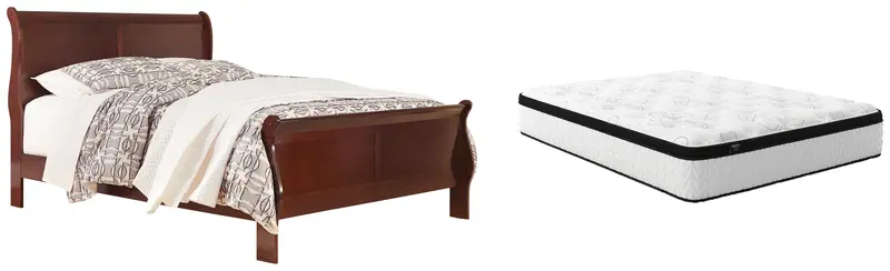 Alisdair Queen Sleigh Bed With Included Mattress In Reddish Brown 1