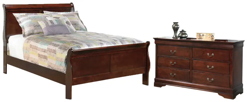 Alisdair Reddish-Brown Full Sleigh Bed Ensemble With Matching Dresser 1