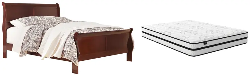 Alisdair Reddish-Brown Queen Sleigh Bed With Included Mattress 1