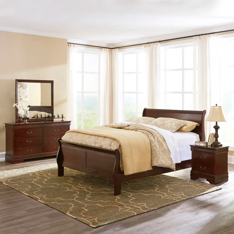 Alisdair Reddish Brown Sleigh-Style Bedroom Furniture Set 1