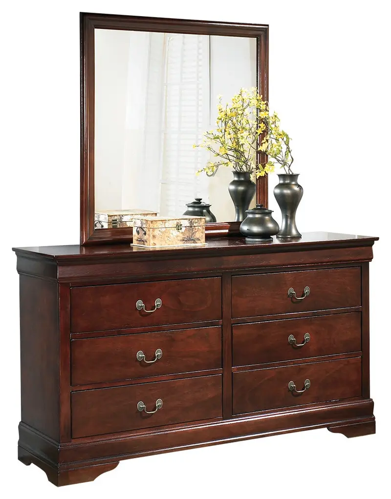 Alisdair Reddish Brown Twin Sleigh Bed Collection: Dresser, Mirror, Chest, And Nightstand 1