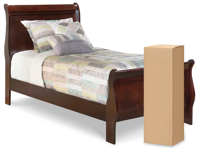 Alisdair Twin Sleigh Bed With Mattress – Reddish Brown Wood Tone 1