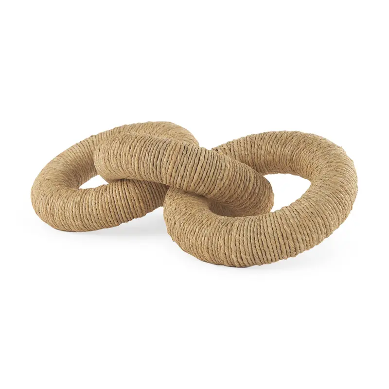 Alize Jute-Wrapped Wooden Circular Chain – Textured Decorative Sculpture 1