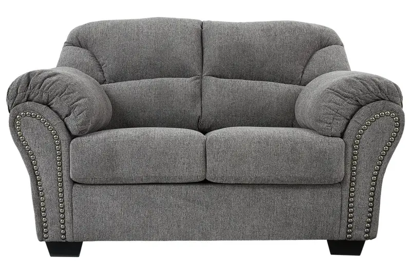 Allmaxx Pewter-Finished Fabric Loveseat With Clean Lines 1