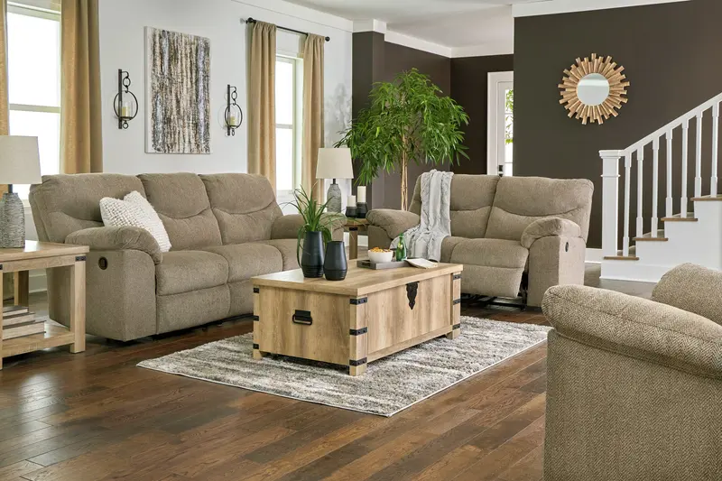 Alphons Briar Reclining Sofa And Loveseat Living Room Set 1