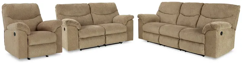 Alphons Briar Sofa, Loveseat, And Recliner – Three-Piece Living Room Collection 1