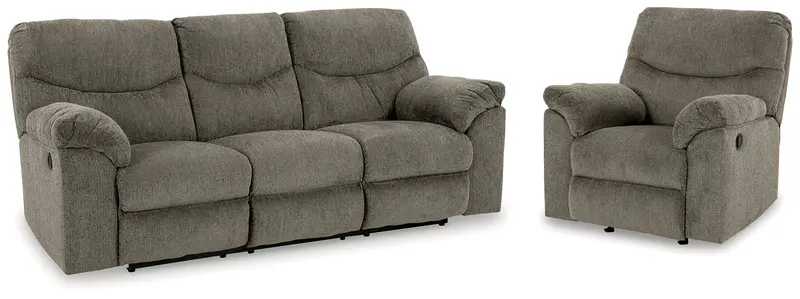 Alphons Putty-Toned Reclining Sofa And Coordinating Recliner 1