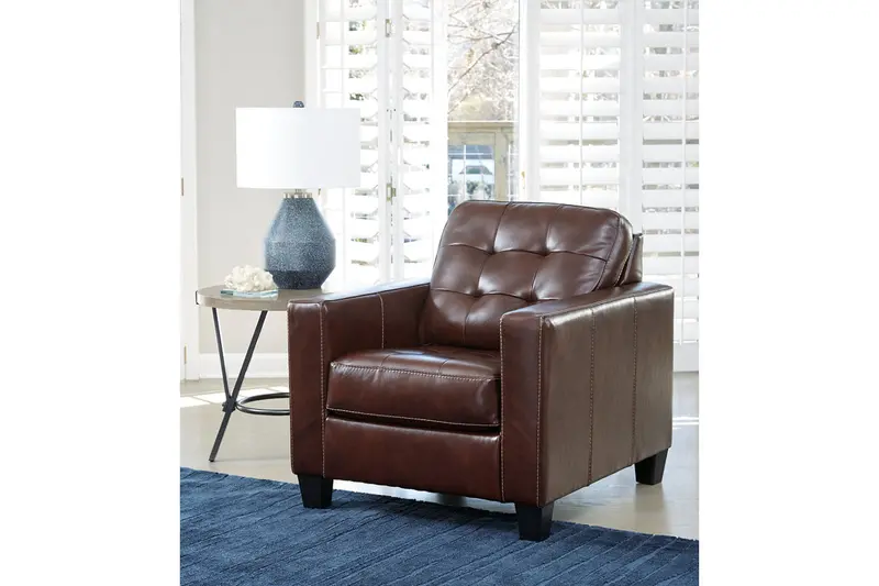 Altonbury Walnut-Finished Leather Accent Chair 1