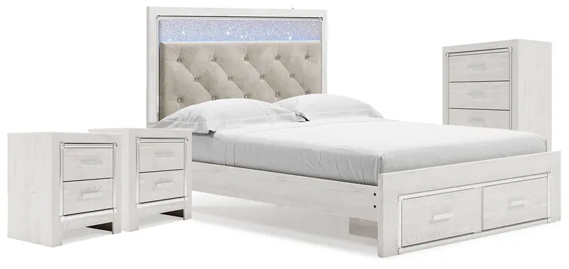 Altyra Queen Storage Bed With Built-In Drawers, Chest & Two Nightstands 1